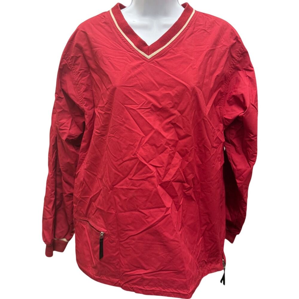VTG Lands End Windbreaker Jackey Unisex Womens M 10-12 Pullover 80s 90s Red